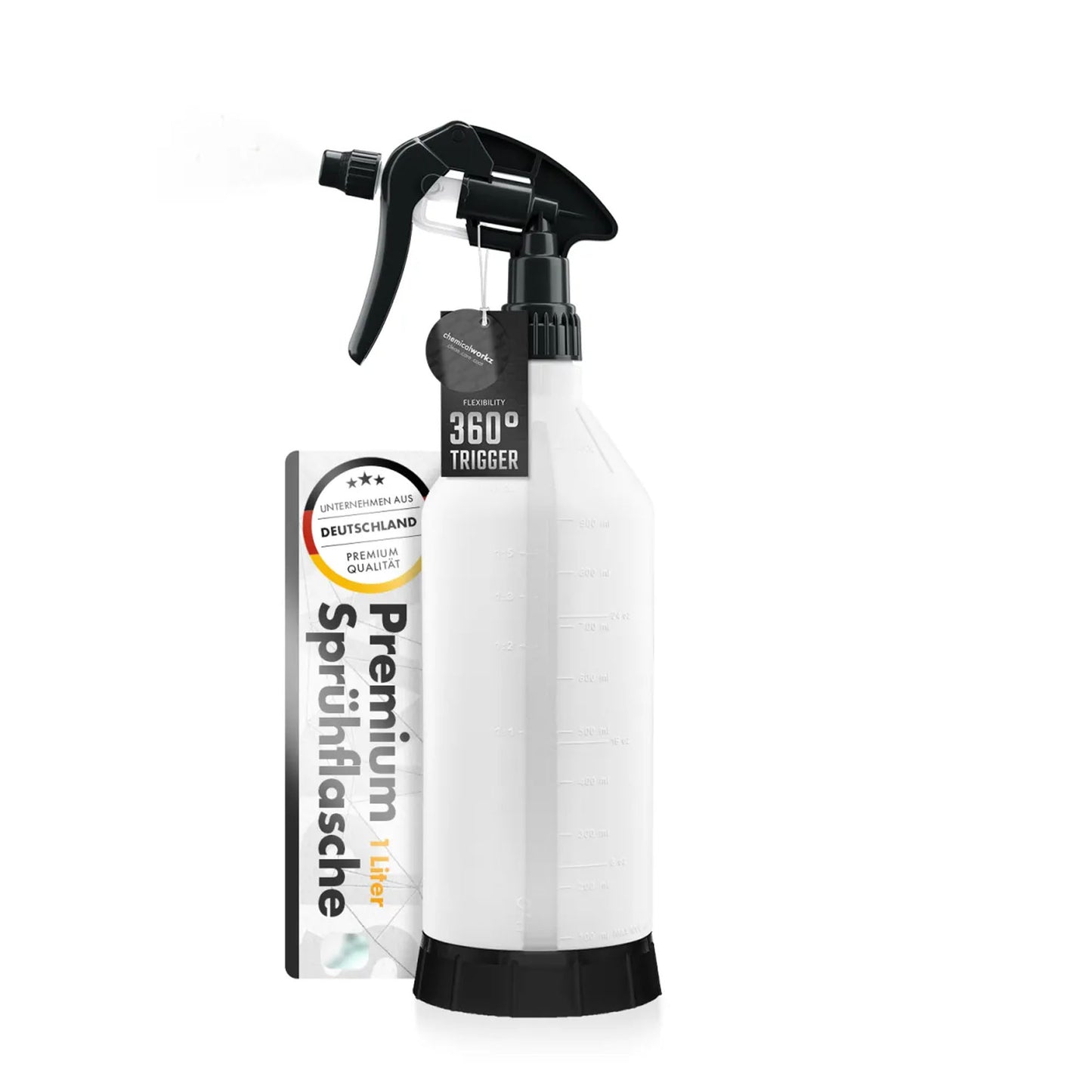 chemicalworkz 1L HDPE boca s 360° Canyon raspršivačem i mjernom skalom