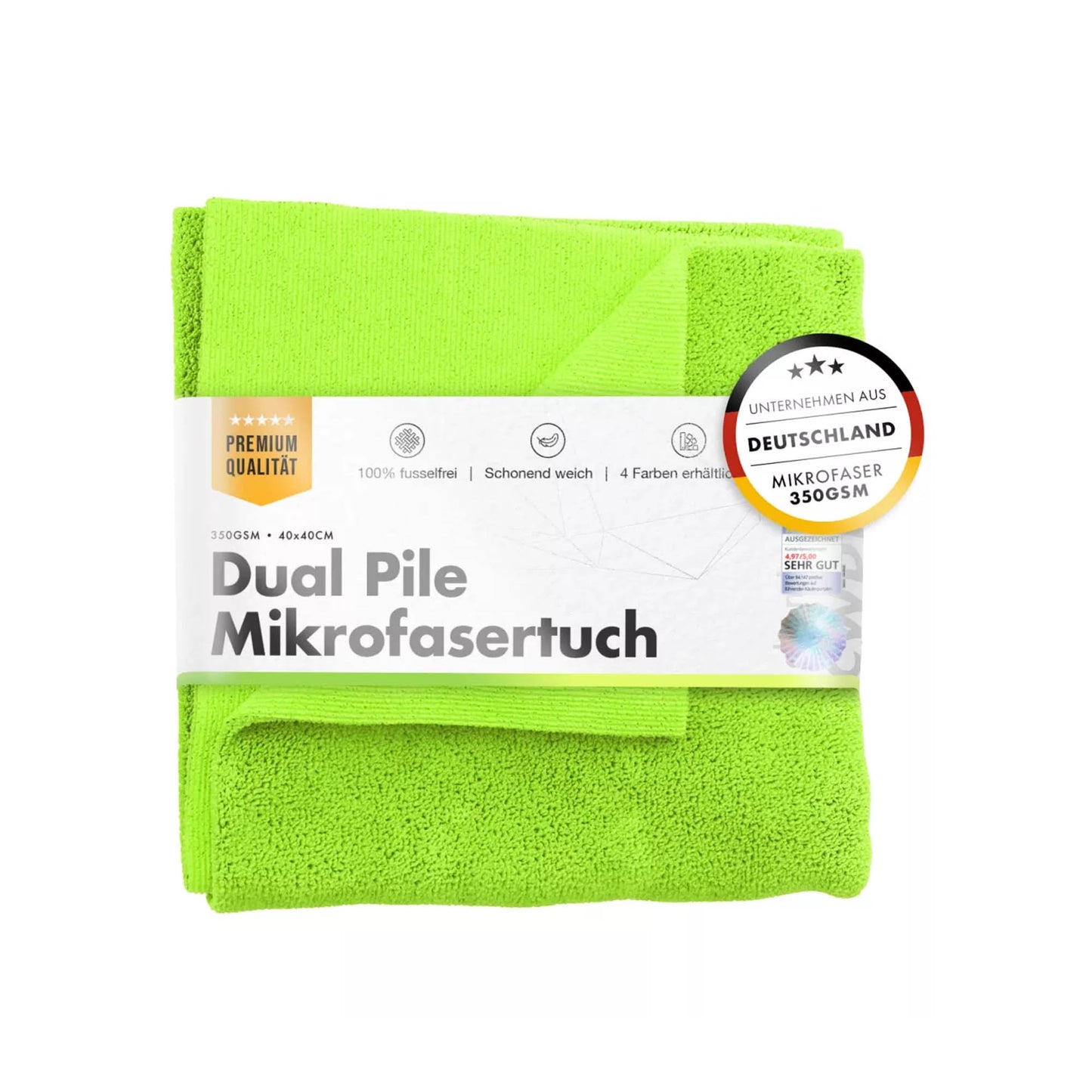 chemicalworkz krpa od mikrovlakana Dual Pile 40 × 40 cm 350 GSM zelena