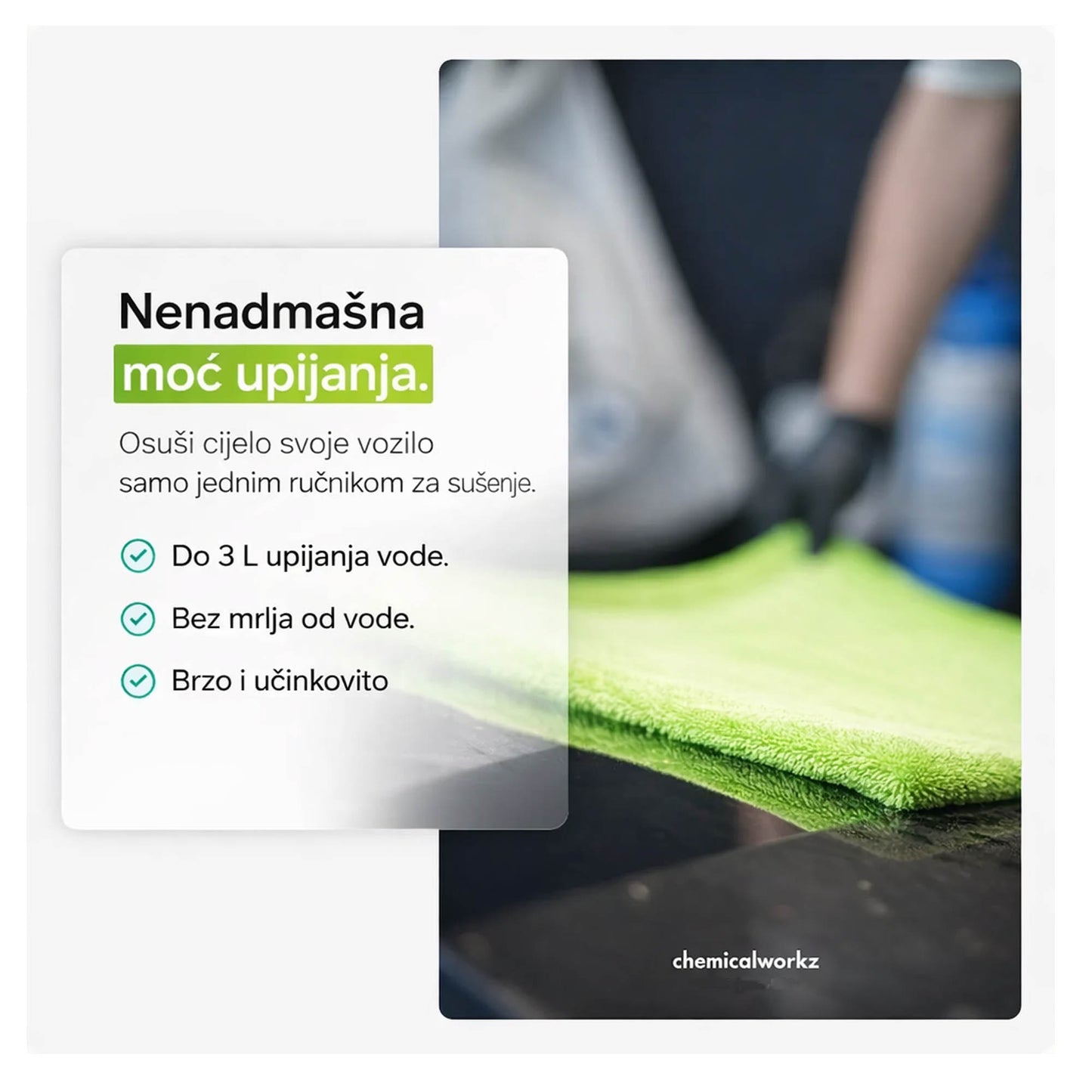 chemicalworkz Twist Loop ručnik za sušenje 80x50 1400 GSM moć upijanja