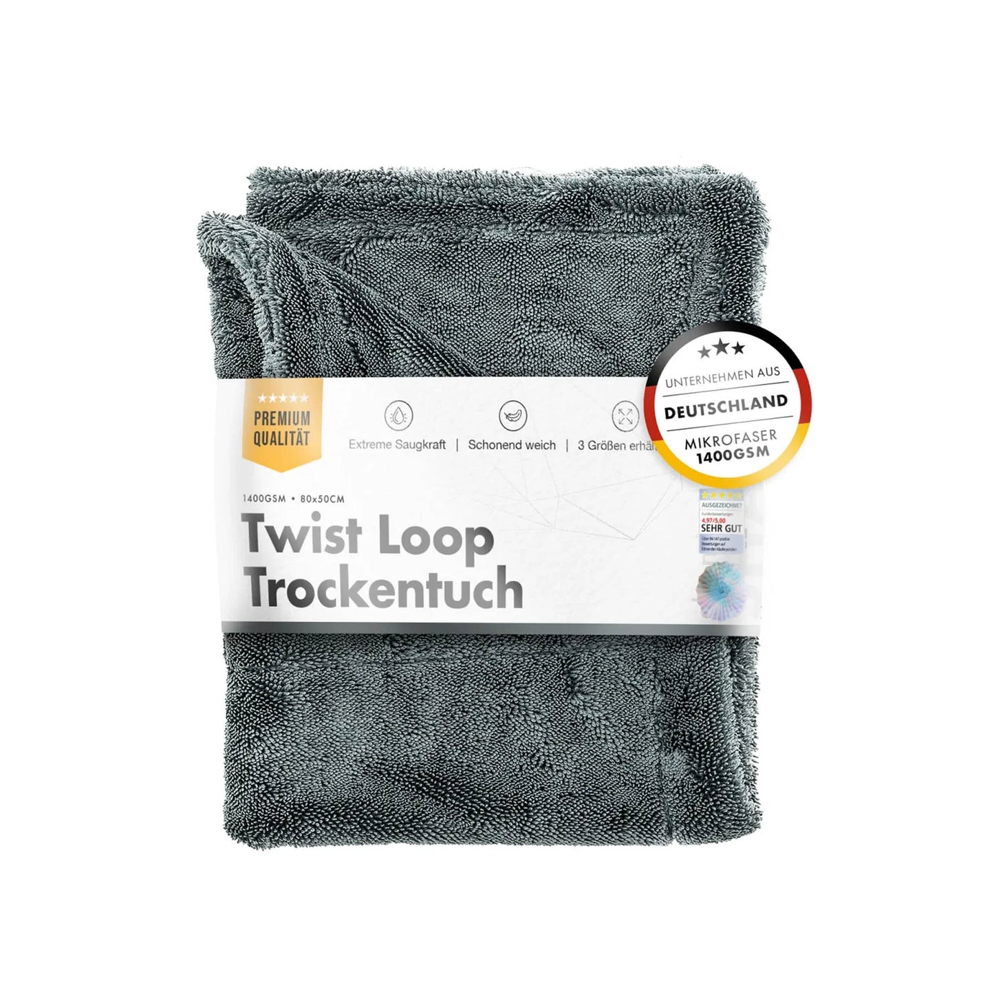 chemicalworkz Twist Loop ručnik za sušenje 80x50 1400 GSM sivi