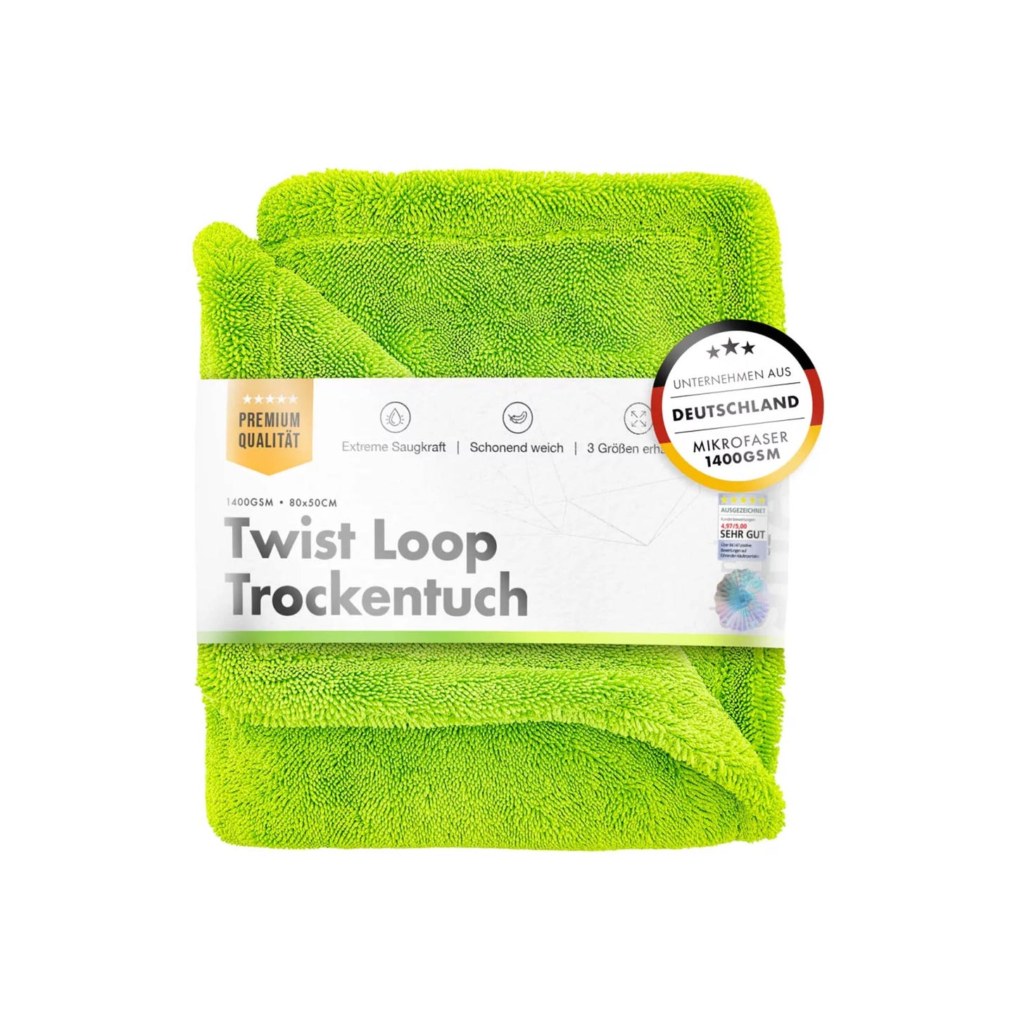 chemicalworkz Twist Loop ručnik za sušenje 80x50 1400 GSM zeleni