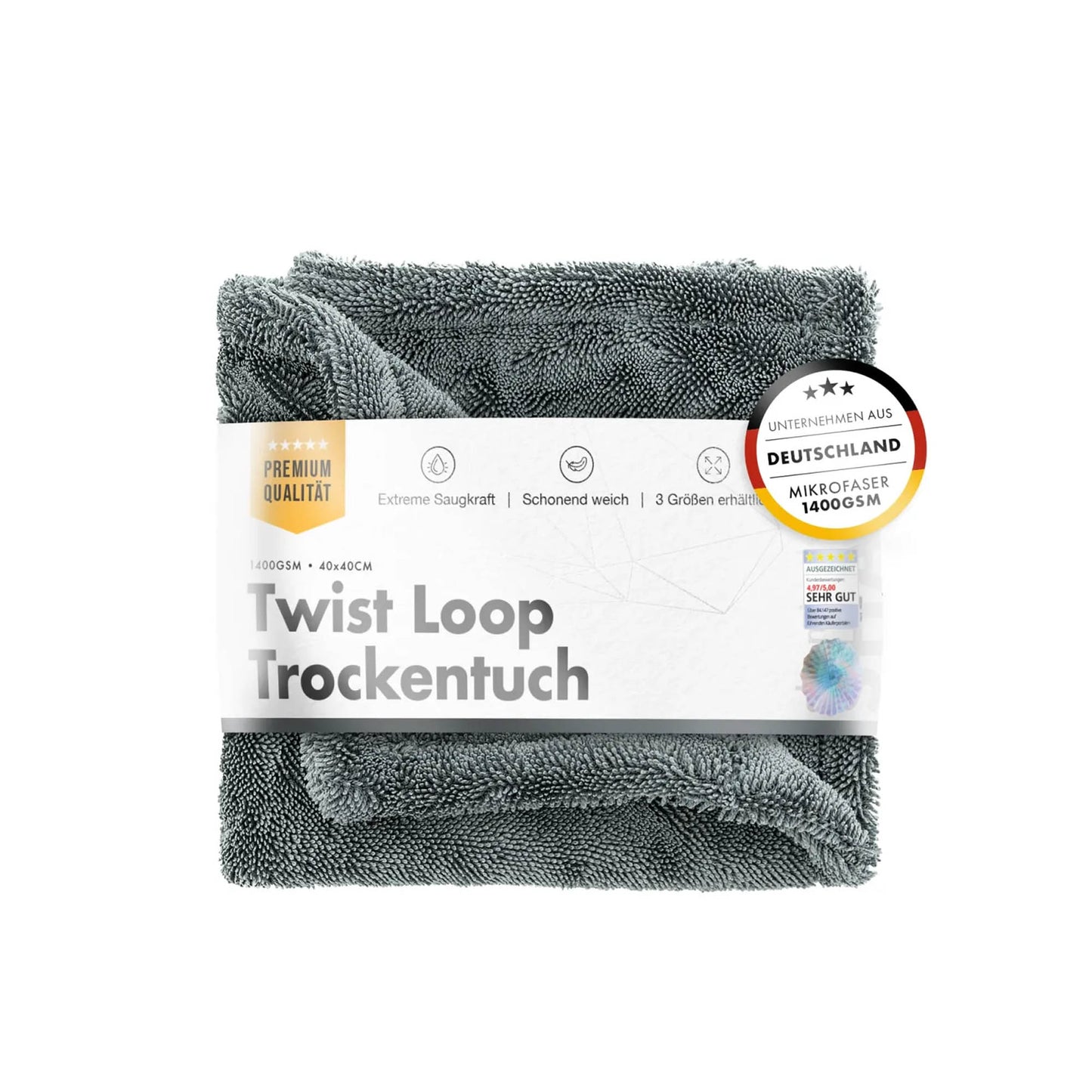 chemicalworkz Twist Loop ručnik 40x40 1400 GSM siva