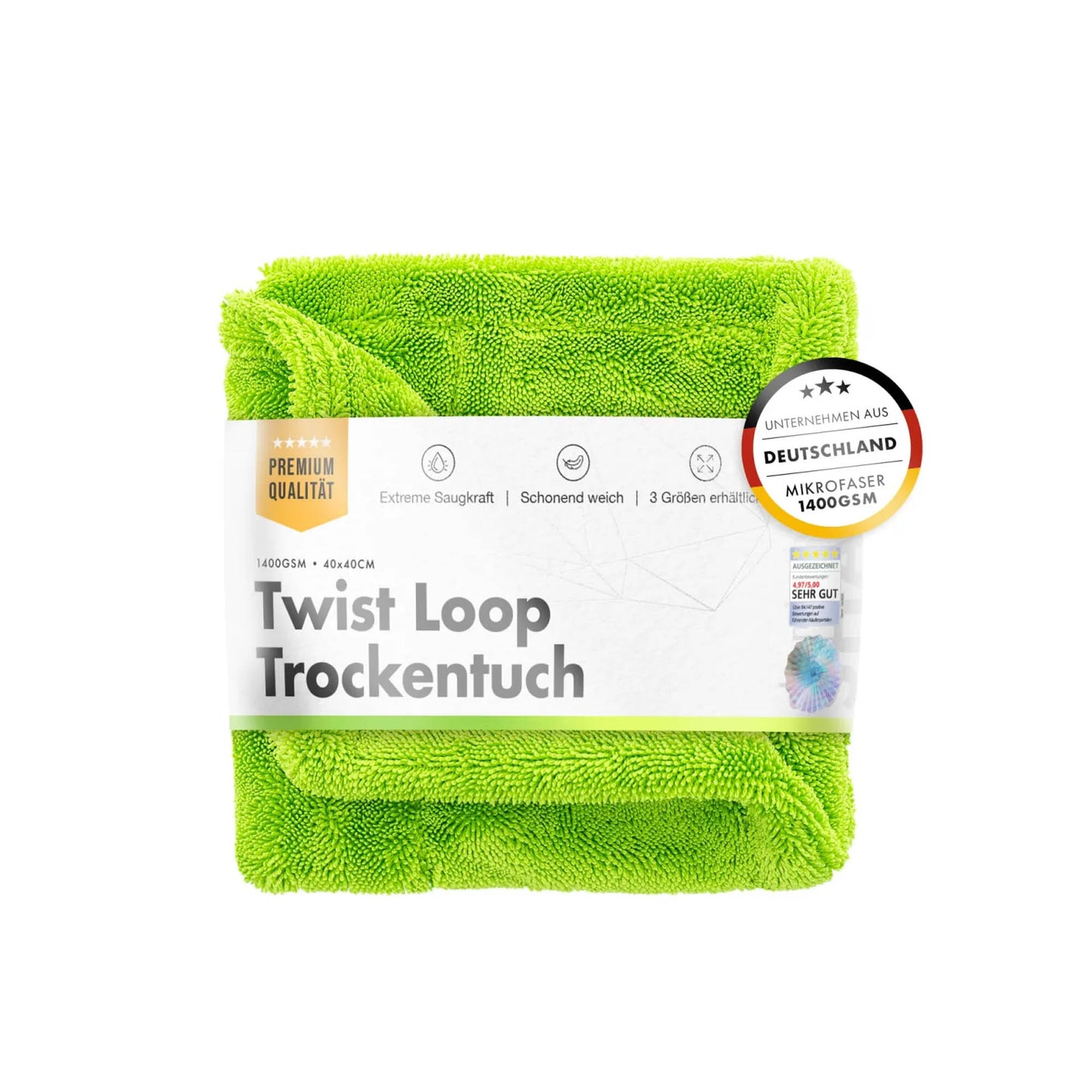 chemicalworkz Twist Loop ručnik 40x40 1400 GSM zelena