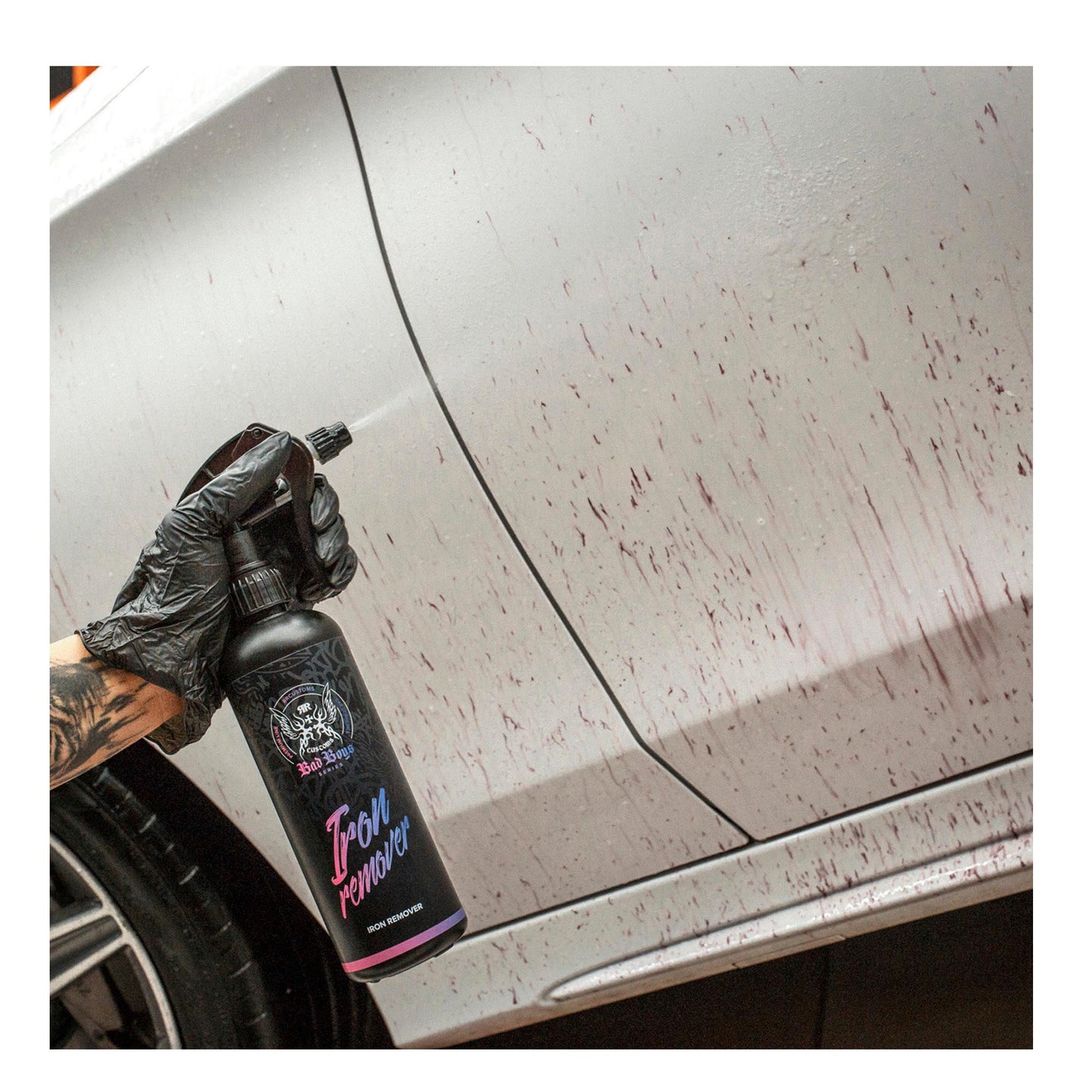Bad Boys odstranjivač željezne kontaminacije Iron Remover – 500 ml slika bijelog auta i krvarenje na laku