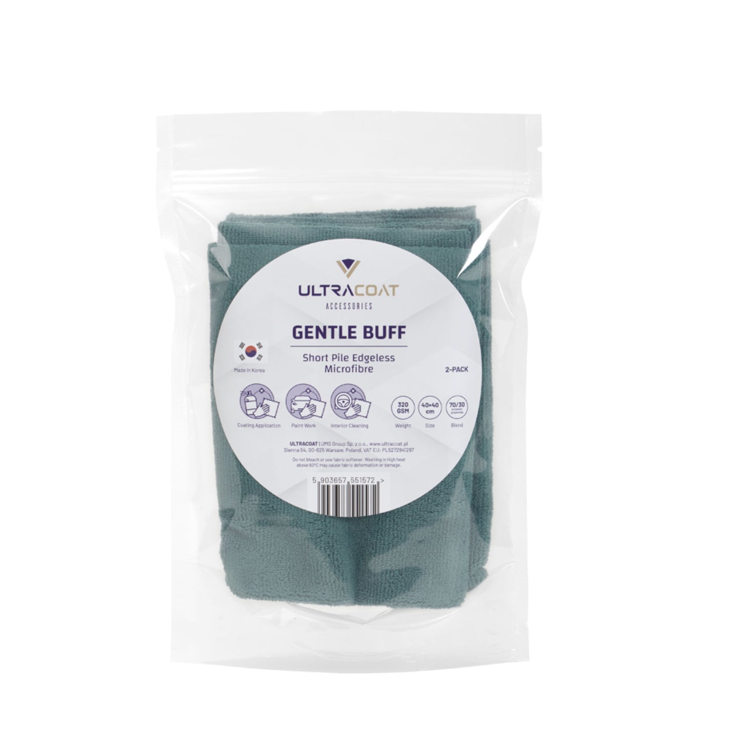 Ultracoat krpa od mikrovlakana Gentle Buff – 2 kom – 40 × 40 cm – 320 GSM u pakiranju